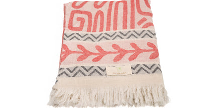 SunKiss Dubai Turkish Beach Towel - Red Waves (100cm x 80cm)