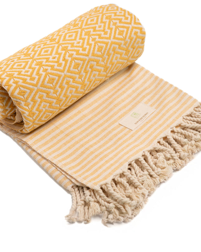 SunKiss Dubai Turkish Beach Towel - Orange Stripes (100cm x 80cm)