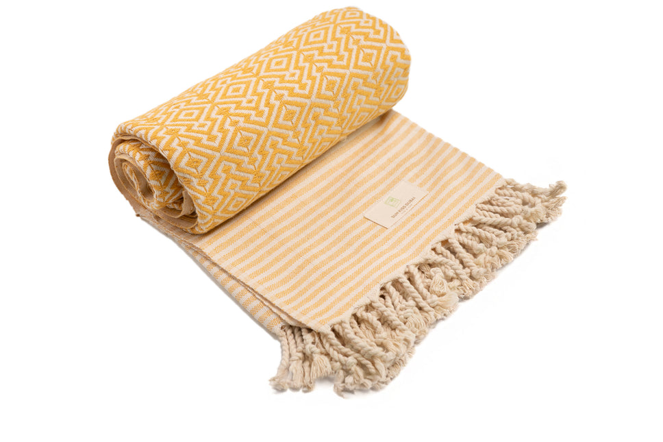 SunKiss Dubai Turkish Beach Towel - Orange Stripes (100cm x 80cm)