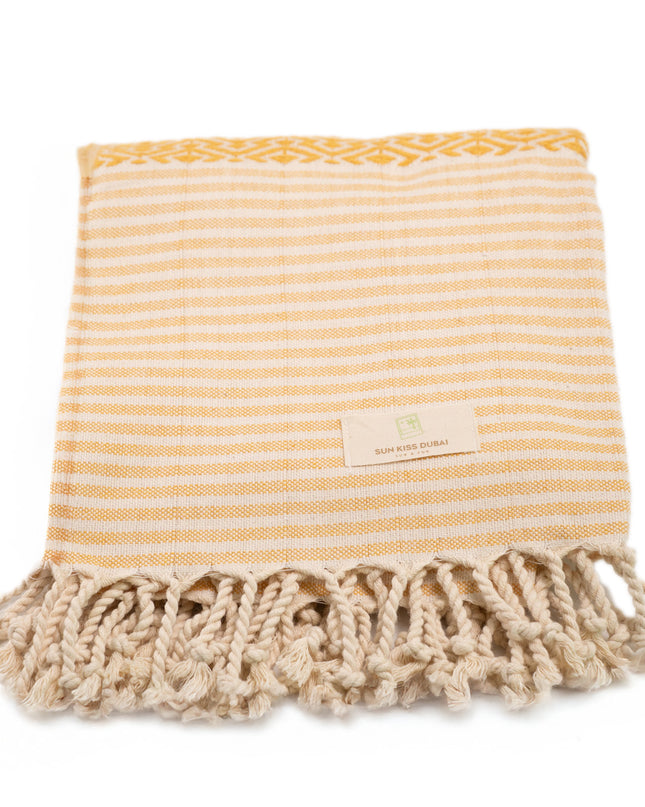 SunKiss Dubai Turkish Beach Towel - Orange Stripes (100cm x 80cm)