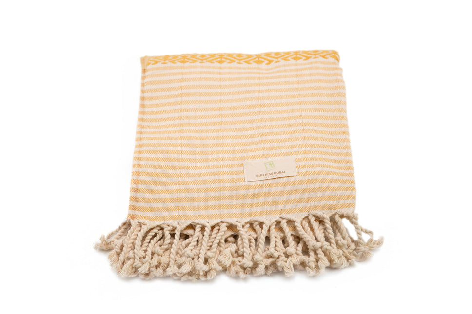 SunKiss Dubai Turkish Beach Towel - Orange Stripes (100cm x 80cm)