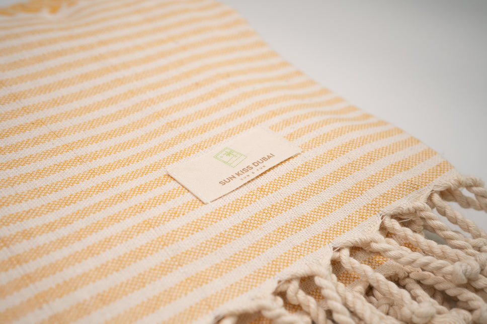 SunKiss Dubai Turkish Beach Towel - Orange Stripes (100cm x 80cm)