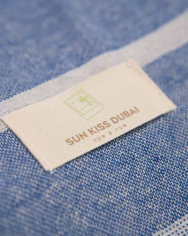 SunKiss Dubai Turkish Beach Towel - Dark Blue Waves (100cm x 80cm)