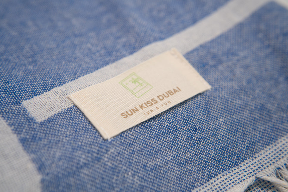 SunKiss Dubai Turkish Beach Towel - Dark Blue Waves (100cm x 80cm)