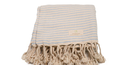 SunKiss Dubai Turkish Beach Towel - Blue Stripes (100cm x 80cm)