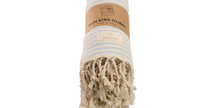 SunKiss Dubai Turkish Beach Towel - Blue Stripes (100cm x 80cm)