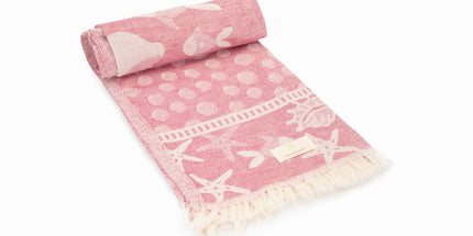 SunKiss Dubai Turkish Beach Towel - Sea Life Starfish Plum (100cm x 80cm)