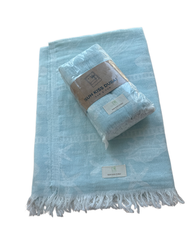 SunKiss Dubai Turkish Beach Towel - Stars Turquoise (100cm x 80cm)