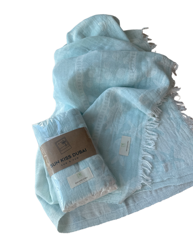 SunKiss Dubai Turkish Beach Towel - Stars Turquoise (100cm x 80cm)