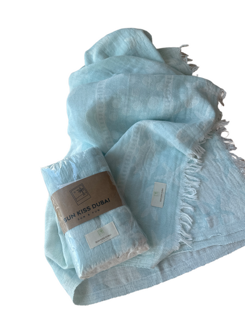 SunKiss Dubai Turkish Beach Towel - Stars Turquoise (100cm x 80cm)