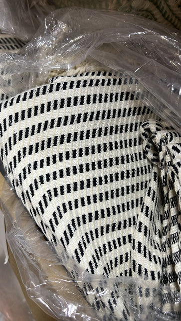 Turkish Cotton Hand Towel Black Stripes 45x90cm | Soft & Quick-Dry | SunKiss Dubai