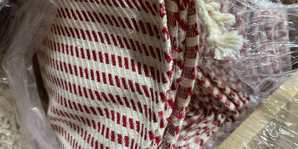 Turkish Cotton Hand Towel Red Stripes 45x90cm | Soft & Quick-Dry | SunKiss Dubai