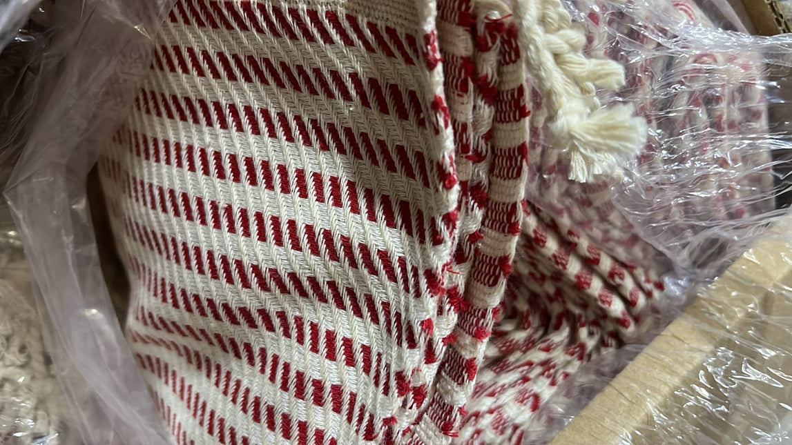 Turkish Cotton Hand Towel Red Stripes 45x90cm | Soft & Quick-Dry | SunKiss Dubai
