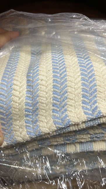 Turkish Cotton Hand Towel Baby Blue Stripes 45x90cm | Soft & Quick-Dry | SunKiss Dubai