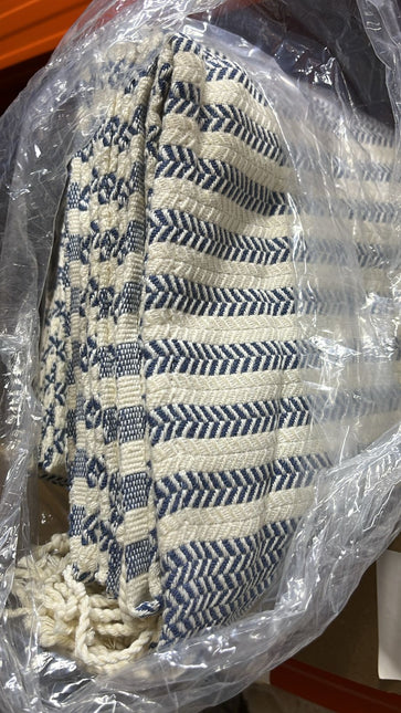 Turkish Cotton Hand Towel Navy Blue Stripes 45x90cm | Soft & Quick-Dry | SunKiss Dubai