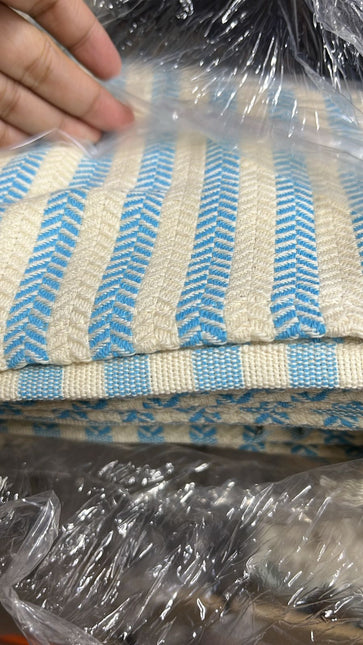 Turkish Cotton Hand Towel Sky Blue Stripes 45x90cm | Soft & Quick-Dry | SunKiss Dubai