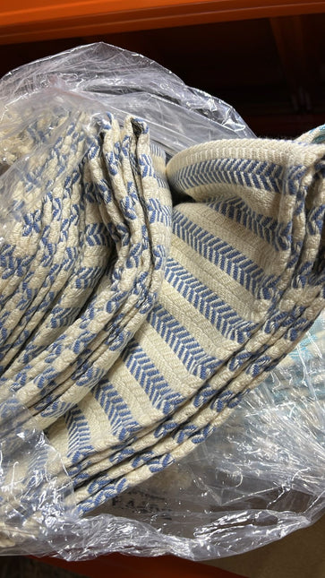 Turkish Cotton Hand Towel Indigo Blue Stripes 45x90cm | Soft & Quick-Dry | SunKiss Dubai