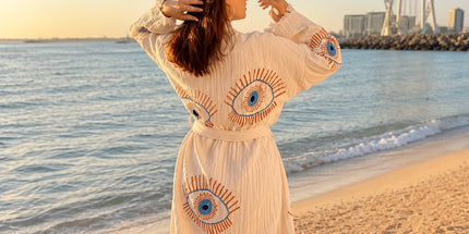 SunKiss Dubai Turkish Dressing Gown Towel – Blue Eye | One Size Fits All