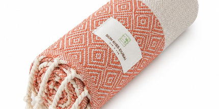 Turkish Cotton Hand Towel Salmon Zig-Zag 45x90cm | Soft & Quick-Dry | SunKiss Dubai