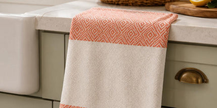 Turkish Cotton Hand Towel Salmon Zig-Zag 45x90cm | Soft & Quick-Dry | SunKiss Dubai