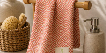 Turkish Cotton Hand Towel Salmon Zig-Zag 45x90cm | Soft & Quick-Dry | SunKiss Dubai