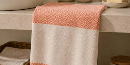 Turkish Cotton Hand Towel Salmon Zig-Zag 45x90cm | Soft & Quick-Dry | SunKiss Dubai