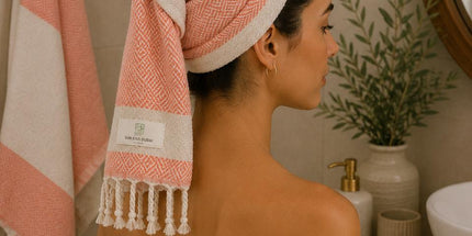 Turkish Cotton Hand Towel Salmon Zig-Zag 45x90cm | Soft & Quick-Dry | SunKiss Dubai