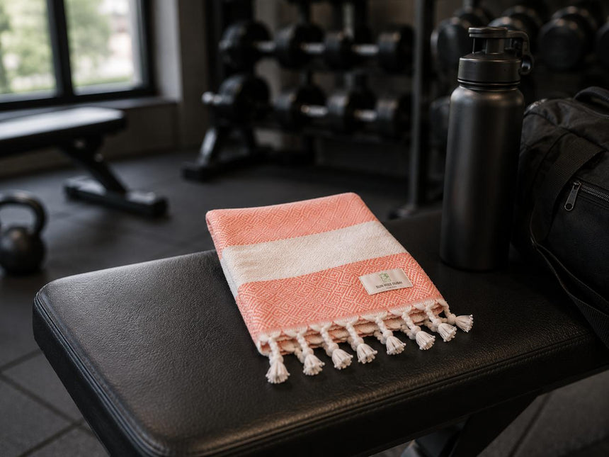 Turkish Cotton Hand Towel Salmon Zig-Zag 45x90cm | Soft & Quick-Dry | SunKiss Dubai
