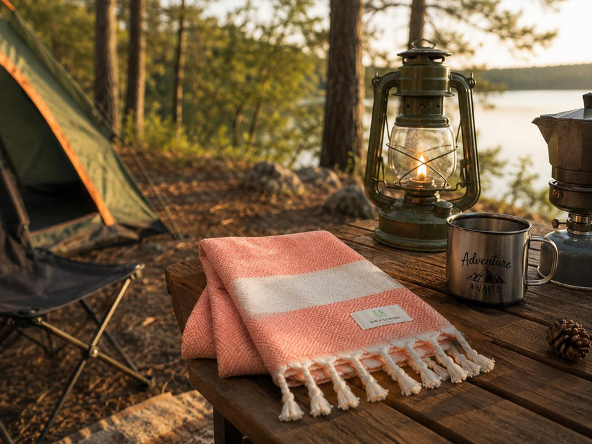 Turkish Cotton Hand Towel Salmon Zig-Zag 45x90cm | Soft & Quick-Dry | SunKiss Dubai