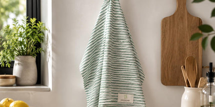 Turkish Cotton Hand Towel Lime Mint Stripes 45x90cm | Soft & Quick-Dry | SunKiss Dubai