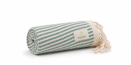Turkish Cotton Hand Towel Lime Mint Stripes 45x90cm | Soft & Quick-Dry | SunKiss Dubai