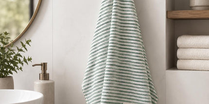 Turkish Cotton Hand Towel Lime Mint Stripes 45x90cm | Soft & Quick-Dry | SunKiss Dubai