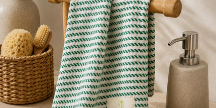 Turkish Cotton Hand Towel Lime Mint Stripes 45x90cm | Soft & Quick-Dry | SunKiss Dubai