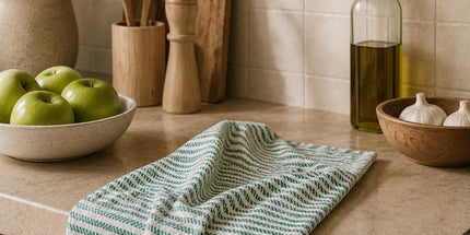 Turkish Cotton Hand Towel Lime Mint Stripes 45x90cm | Soft & Quick-Dry | SunKiss Dubai