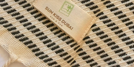 Turkish Cotton Hand Towel Black Stripes 45x90cm | Soft & Quick-Dry | SunKiss Dubai