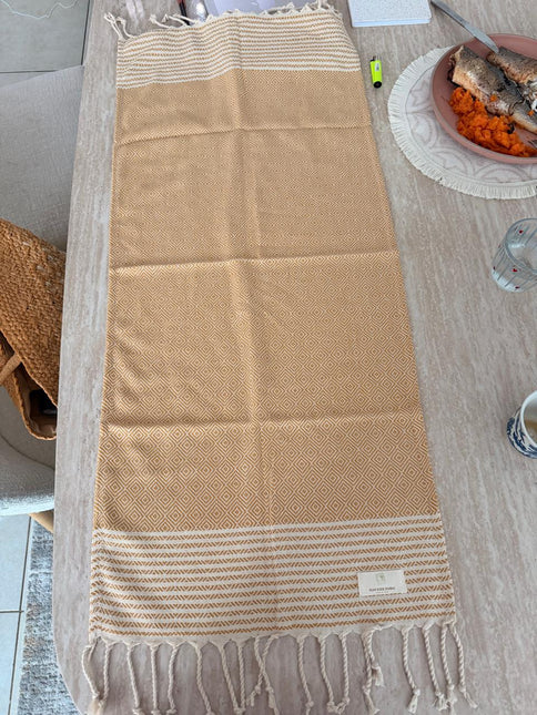 Turkish Cotton Hand Towel Yellow Stripes 45x90cm | Soft & Quick-Dry | SunKiss Dubai