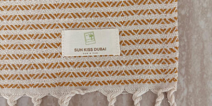 Turkish Cotton Hand Towel Yellow Stripes 45x90cm | Soft & Quick-Dry | SunKiss Dubai