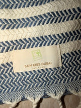 Turkish Cotton Hand Towel Navy Blue Stripes 45x90cm | Soft & Quick-Dry | SunKiss Dubai