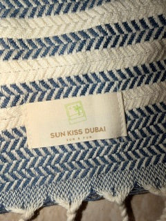 Turkish Cotton Hand Towel Navy Blue Stripes 45x90cm | Soft & Quick-Dry | SunKiss Dubai