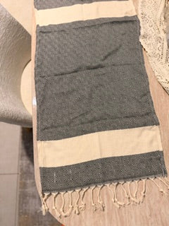 Turkish Cotton Hand Towel Navy Blue Pattern 45x90cm | Soft & Quick-Dry | SunKiss Dubai