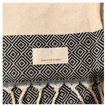 Turkish Cotton Hand Towel Navy Blue Pattern 45x90cm | Soft & Quick-Dry | SunKiss Dubai