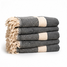 Turkish Cotton Hand Towel Navy Blue Pattern 45x90cm | Soft & Quick-Dry | SunKiss Dubai